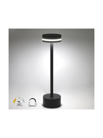 Veioza LED Adeleq , 2W, 150lm, reincarcabila, autonomie 7h, dimabila, cu touch,IP44, neagra [1]