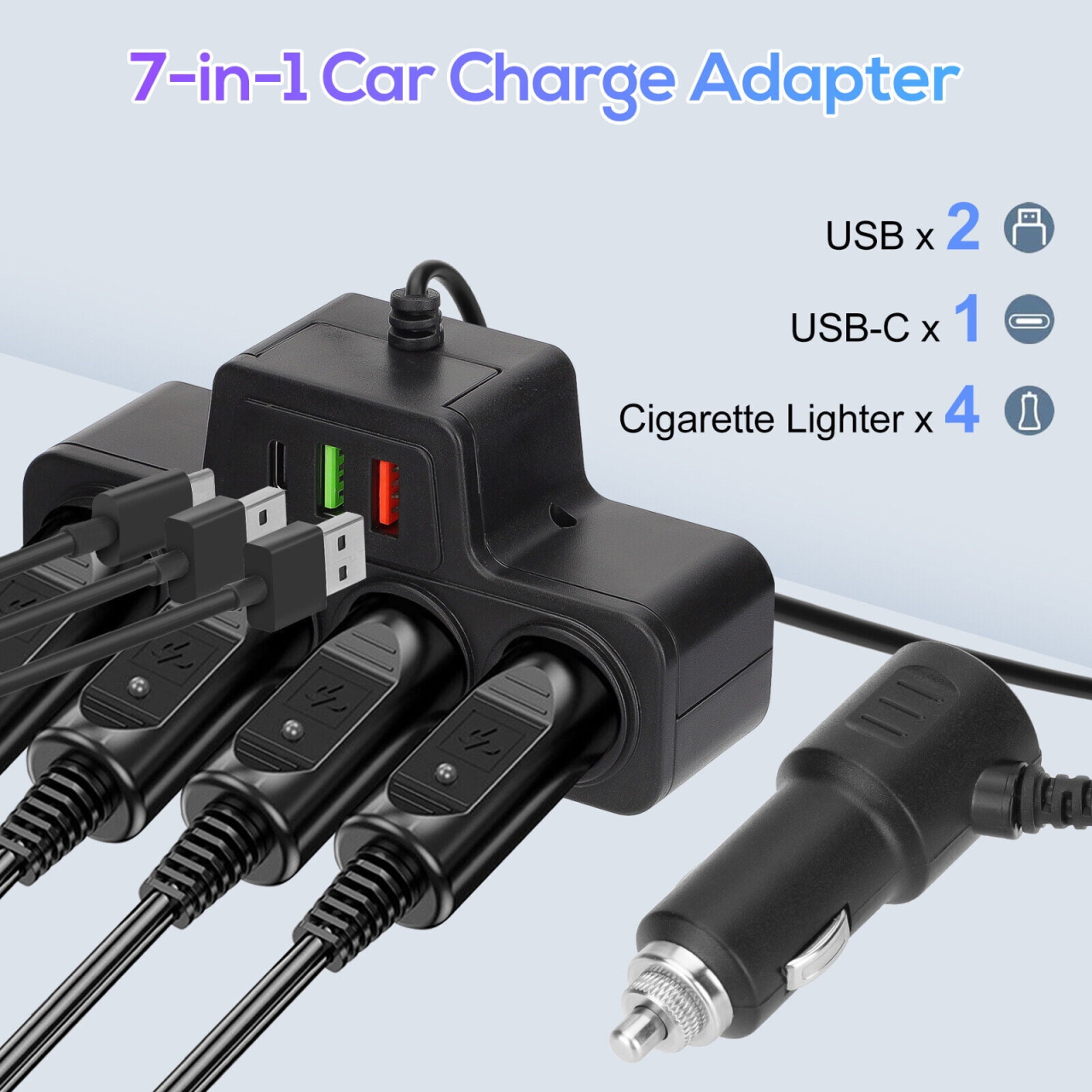 Adaptor Bricheta Auto 4 Prize + 2 Porturi USB + Indicator LED – Incarcare Rapida, Compatibil Universal 12V/24V [4]