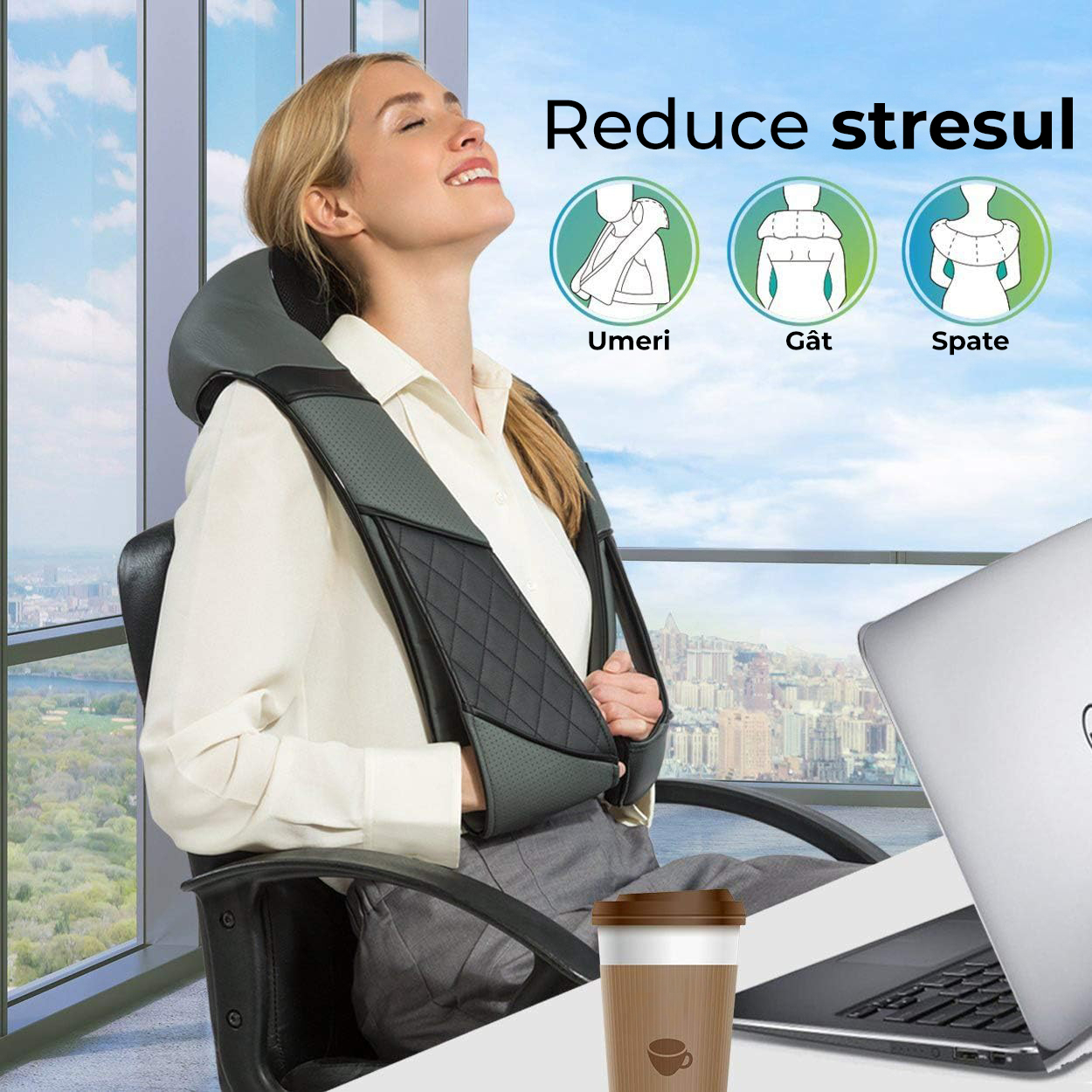 Aparat de Masaj Profesional Regal Bliss® – Masaj Terapeutic pentru Spate, Gât, Umeri, Picioare și Abdomen, 8 Bile Rotative, 3 Viteze, 2 Direcții, Husă Portabilă, Gri/Negru [2]