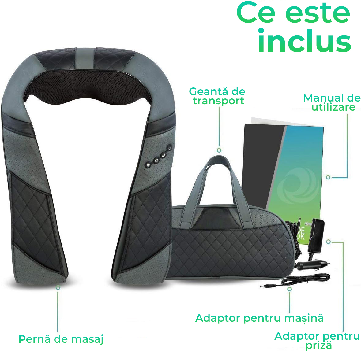 Aparat de Masaj Profesional Regal Bliss® – Masaj Terapeutic pentru Spate, Gât, Umeri, Picioare și Abdomen, 8 Bile Rotative, 3 Viteze, 2 Direcții, Husă Portabilă, Gri/Negru [10]