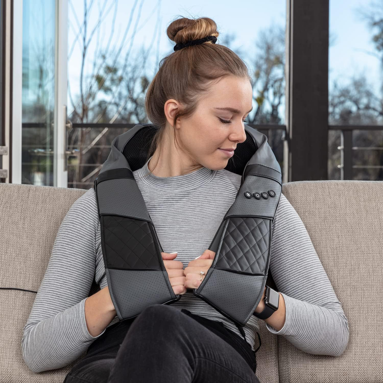 Aparat de Masaj Profesional Regal Bliss® – Masaj Terapeutic pentru Spate, Gât, Umeri, Picioare și Abdomen, 8 Bile Rotative, 3 Viteze, 2 Direcții, Husă Portabilă, Gri/Negru [11]