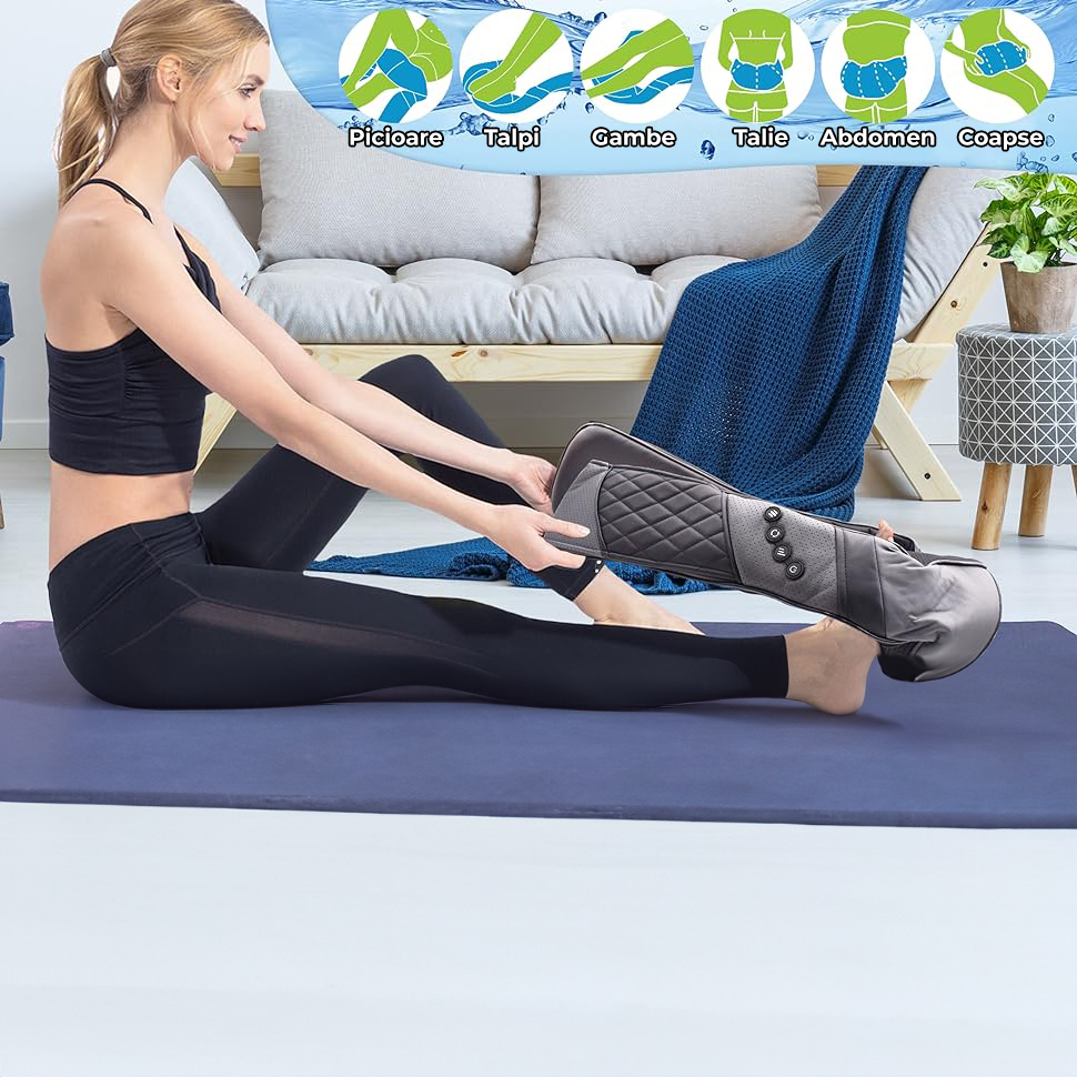 Aparat de Masaj Profesional Regal Bliss® – Masaj Terapeutic pentru Spate, Gât, Umeri, Picioare și Abdomen, 8 Bile Rotative, 3 Viteze, 2 Direcții, Husă Portabilă, Gri/Negru [8]