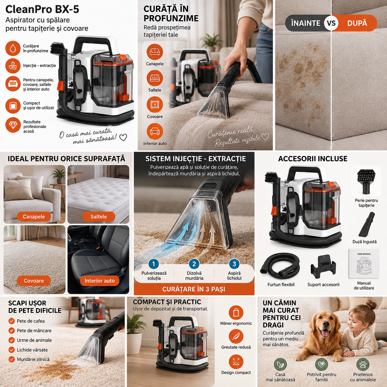 Aspirator tapițerie CleanPro BX-5 750W 12kPa [6]