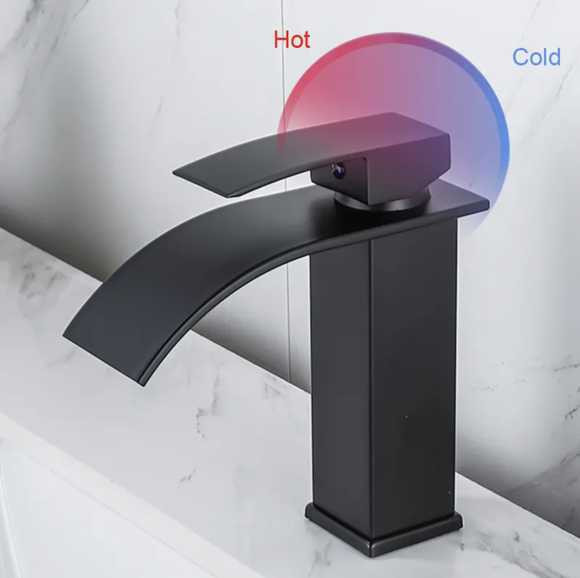 Baterie Chiuveta Baie, Tip Cascada, Monocomanda, din Otel Inoxidabil, Rezistenta la Rugina si Coroziune, Usor de Instalata, Culoare Neagra Eleganta, Puternica si Durabila [5]