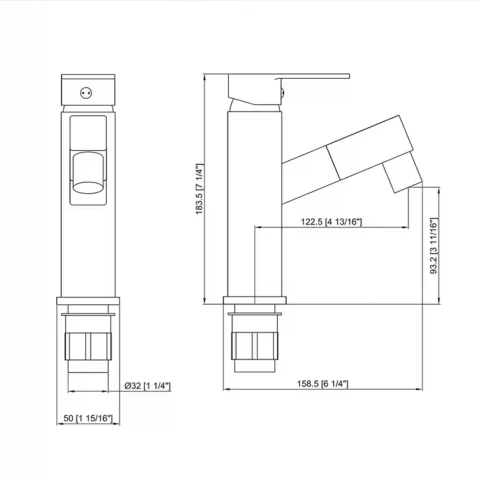 Baterie Chiuveta Pivotanta, Neagra, Furtun Extensibil, 180° Rotire, Trei Moduri de Iesire a Apei [5]