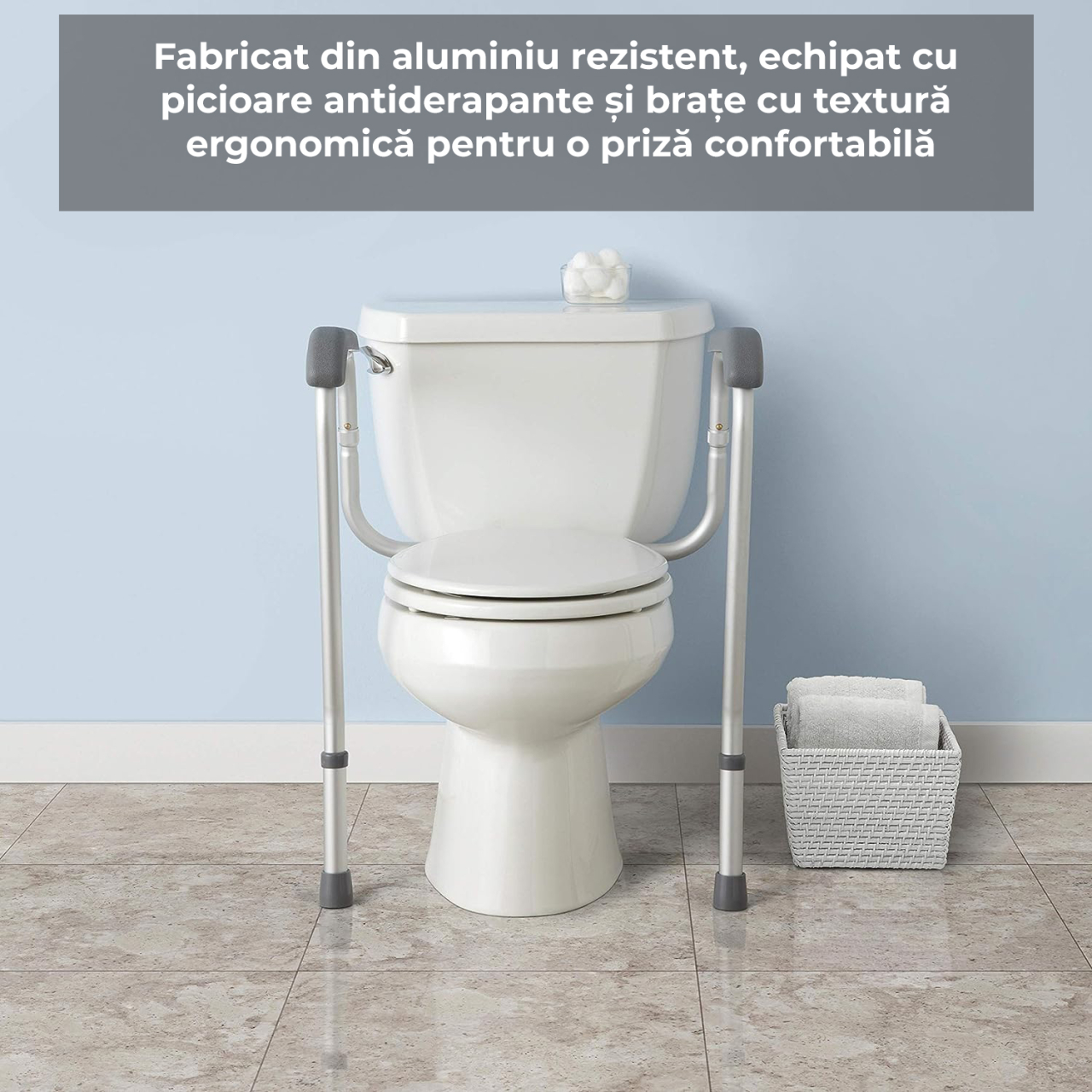 Cadru de Sprijin pentru Toaletă Reglabil – Mânere Laterale Antiderapante pentru Siguranță și Stabilitate [4]