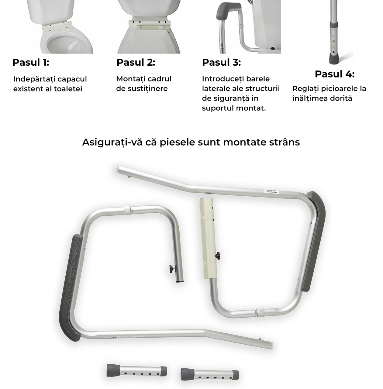 Cadru de Sprijin pentru Toaletă Reglabil – Mânere Laterale Antiderapante pentru Siguranță și Stabilitate [6]