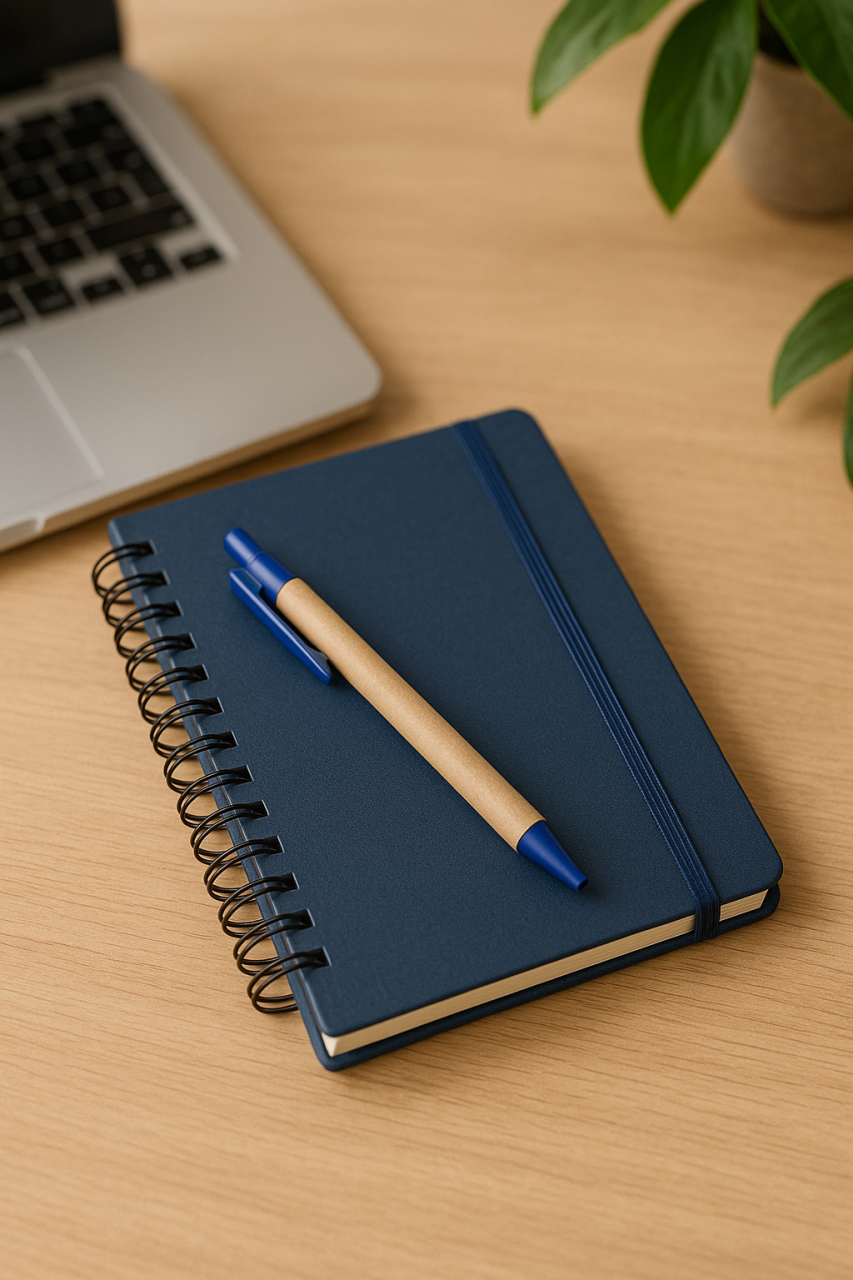 Caiet cu Spirală și Pix Eco – Design Elegant, Copertă Albastră, File Liniate [4]