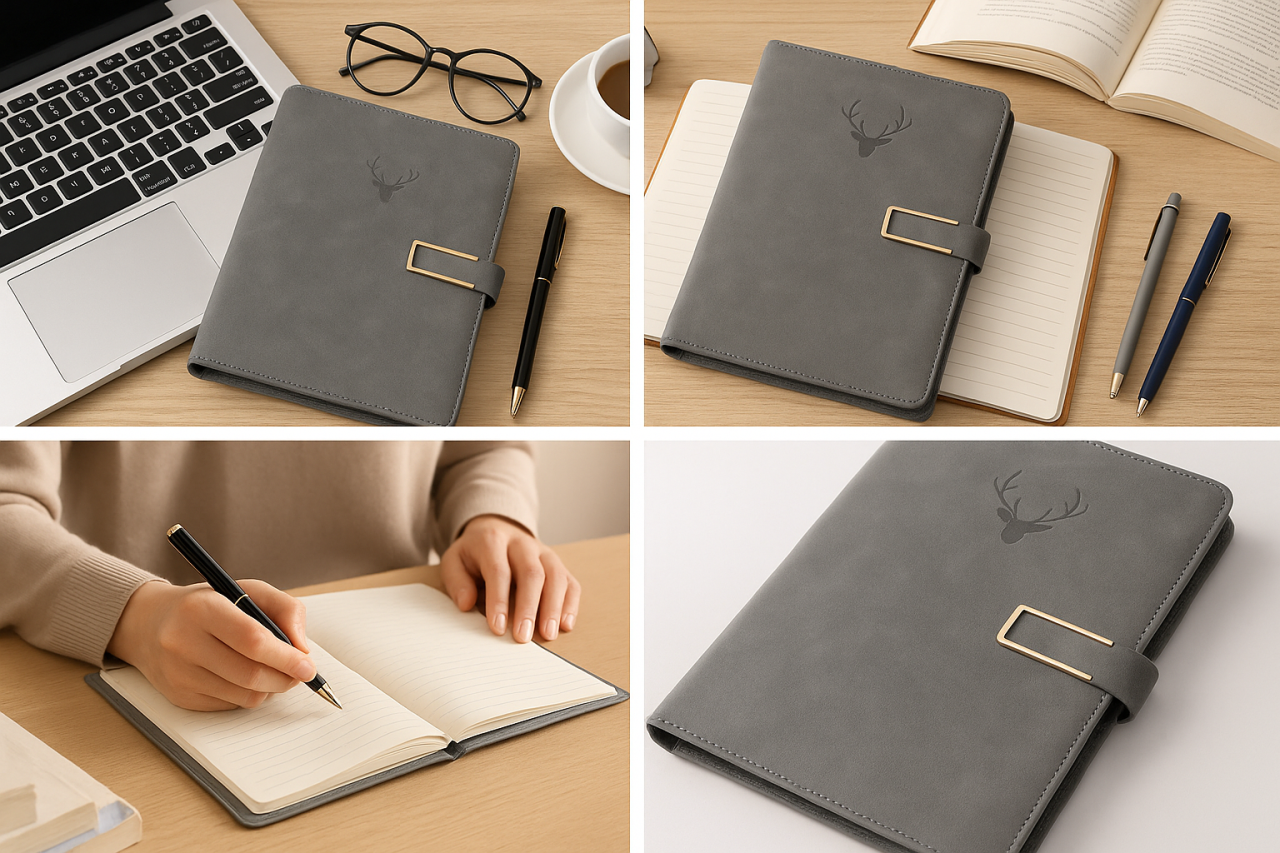 Caiet Keep On Going, set 5 nuante, piele ecologica, 21x29.7cm [4]