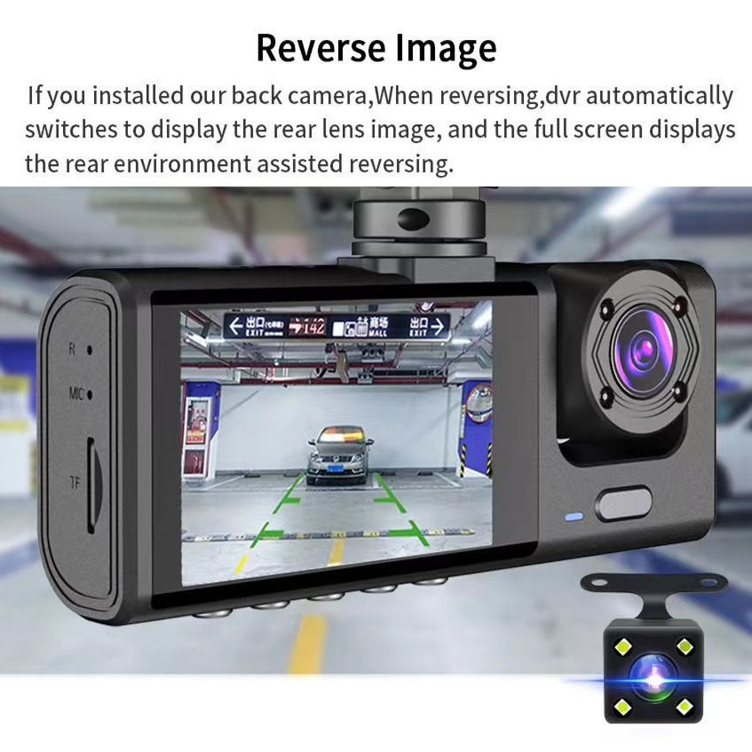 Camera Auto Tripla Full HD 1080P – Inregistrare Fata + Interior + Spate, Night Vision, G-Sensor, Monitorizare 24H [5]