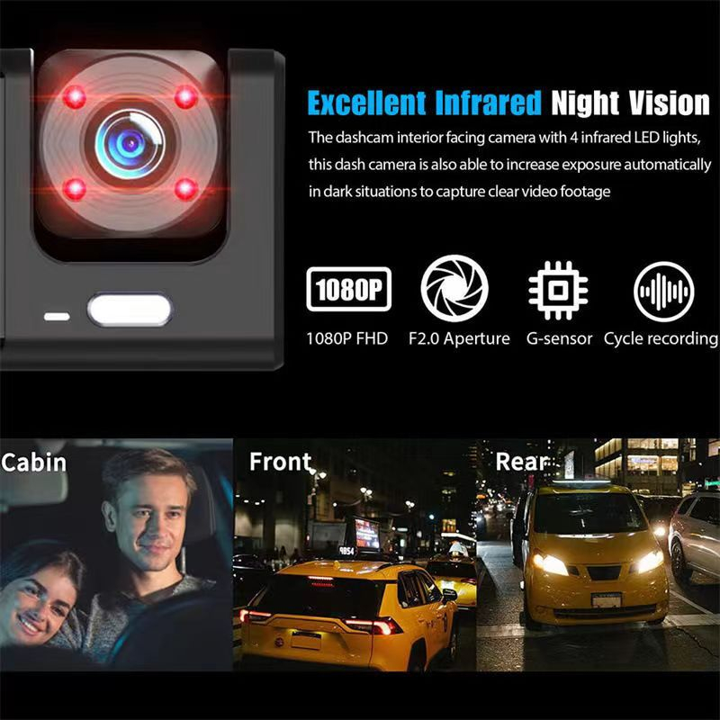 Camera Auto Tripla Full HD 1080P – Inregistrare Fata + Interior + Spate, Night Vision, G-Sensor, Monitorizare 24H [4]