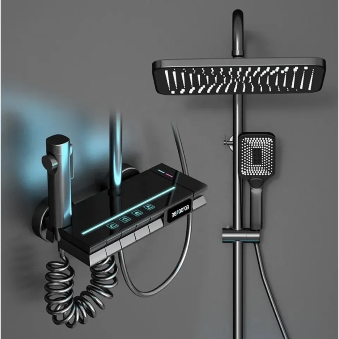 Coloana de Dus Smart, Afisaj LED, Tehnologie de Pulverizare cu Aer, Lumini LED, Materiale Premium, Para Dus, Robinet Ascuns, Fara Conectare Electrica [3]