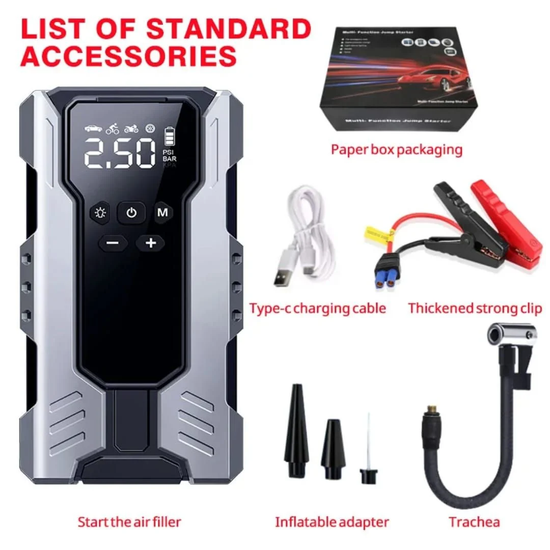Compresor Auto Portabil 4 în 1 cu Power Bank și Pornire Auto – Mini Compresor Digital Reîncărcabil [4]