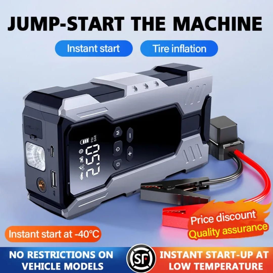 Compresor Auto Portabil 4 în 1 cu Power Bank și Pornire Auto – Mini Compresor Digital Reîncărcabil [2]