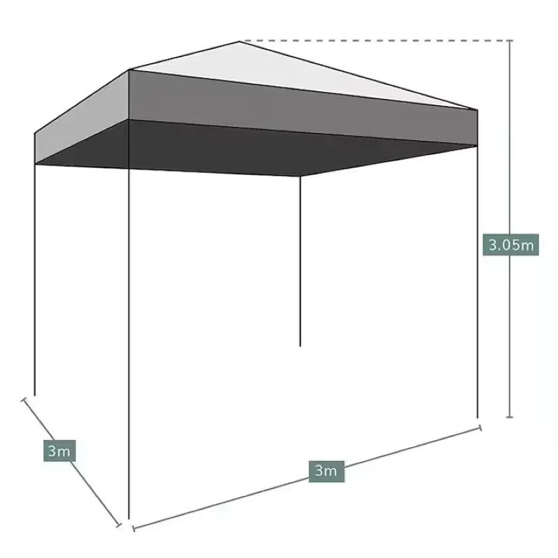 Cort Tip Pavilion 3x3m Negru – Pliabil, Impermeabil, pentru Grădină, Evenimente și Camping [3]