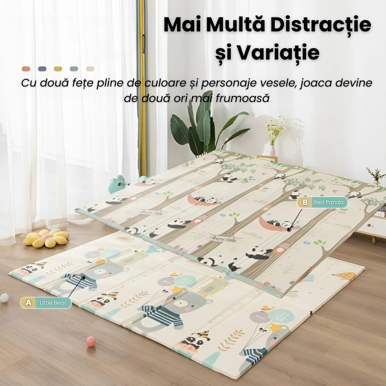 Covoras de joaca pliabil de dimensiuni 200cm x 180cm x 20 mm, care ofere o experienta captivanta si educativa pentru copii [3]
