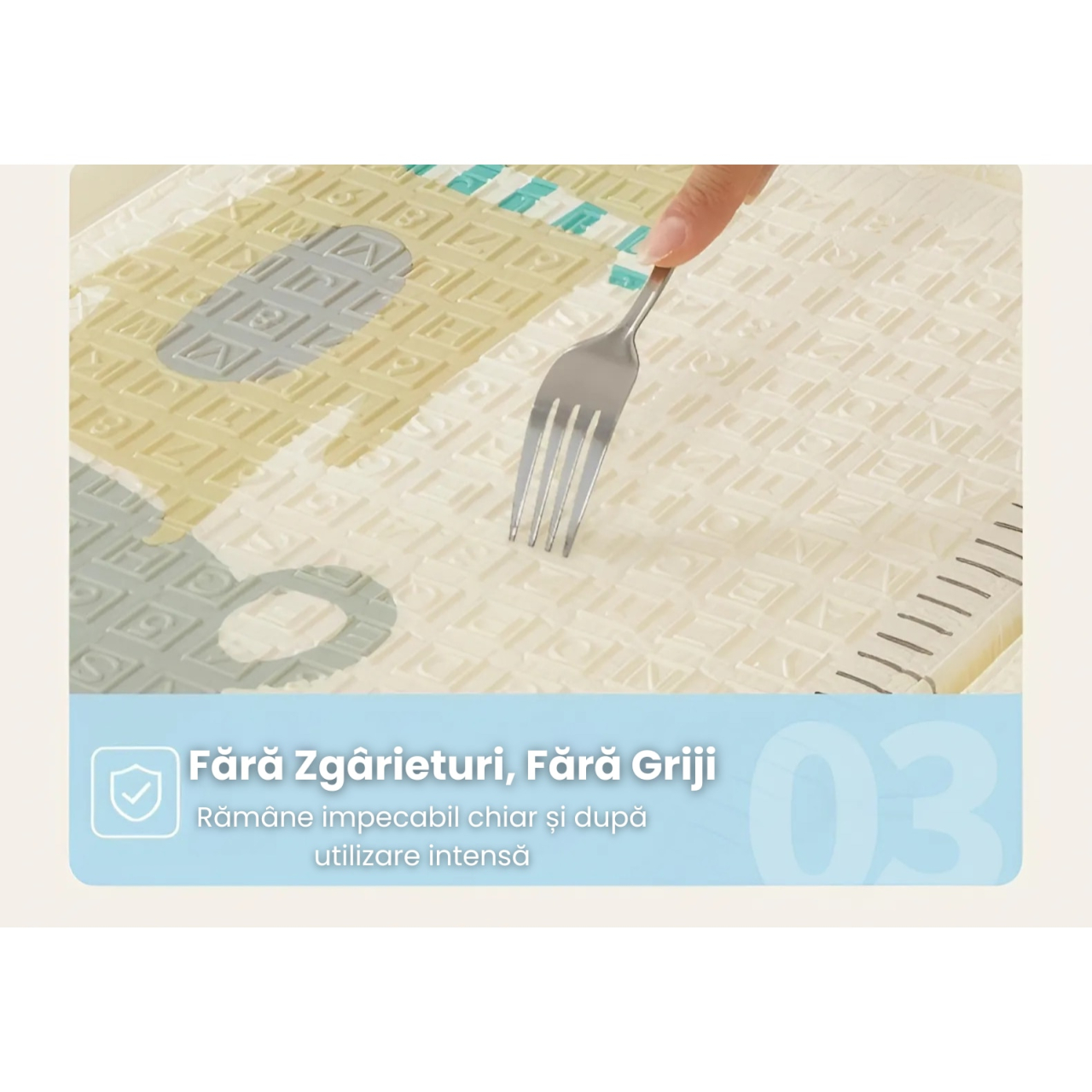 Covoras de joaca pliabil de dimensiuni 200cm x 180cm x 20 mm, care ofere o experienta captivanta si educativa pentru copii [6]