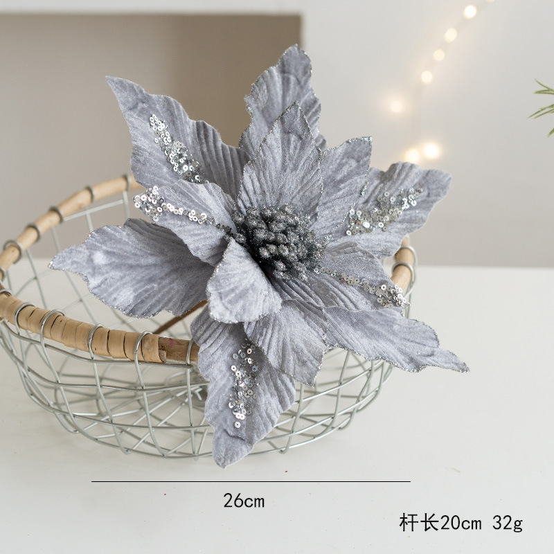 Floare de Crăciun din catifea premium, lucrată manual culoare rosie– ornament elegant pentru brad 26X20 [4]