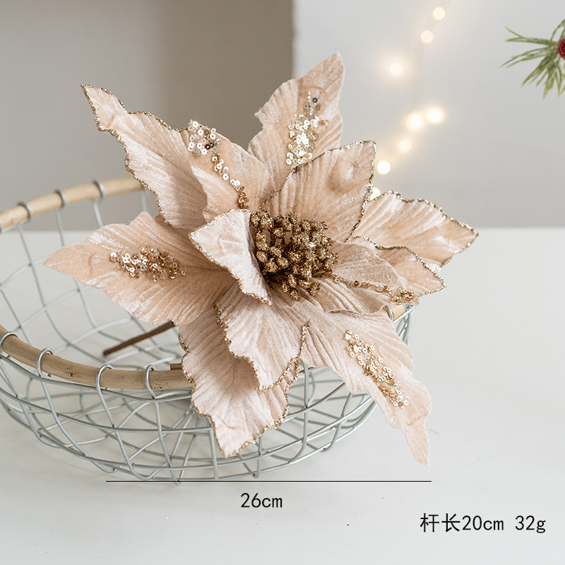 Floare de Crăciun din catifea premium, lucrată manual culoare rosie– ornament elegant pentru brad 26X20 [2]