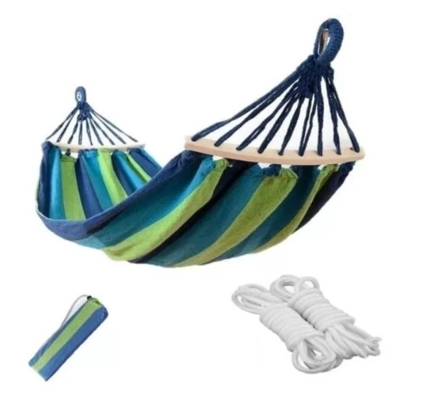 Hamac Suspendat pentru Grădină și Relaxare – Hamac Textil cu Frânghii și Husă de Transport [3]