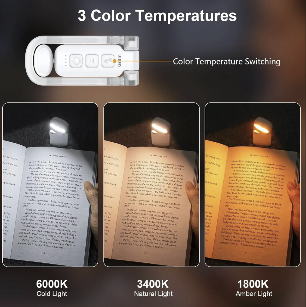 Lampa de citit compacta, ajustabila, cu 3 lumini LED si 5 trepte de intensitate – Perfecta pentru lectura confortabila [5]