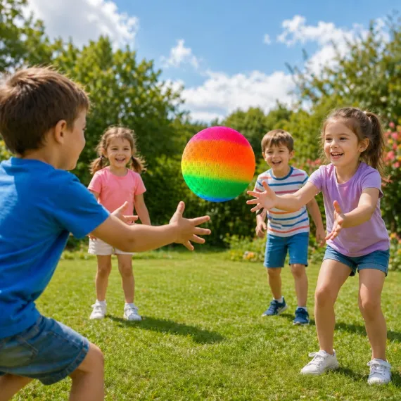Minge colorată pentru copii, model curcubeu – moale și ușoară pentru joacă indoor și outdoor [3]
