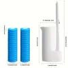 Perie WC din Silicon cu Suport și Recipient Integrat – Curățare Eficientă, Alb/Albastru [4]