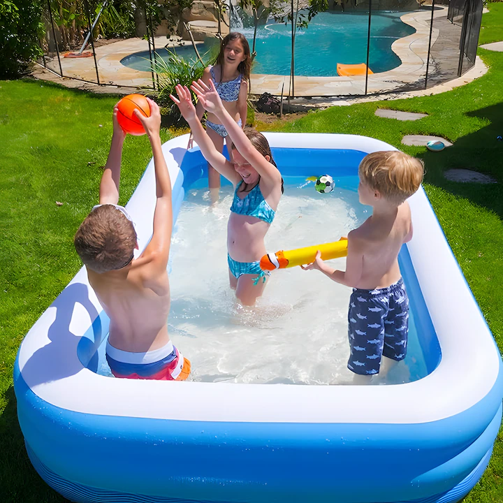 Piscină gonflabilă familială 305 x 172 x 54 cm – rectangulară, cu 3 inele, pentru copii și adulți [3]