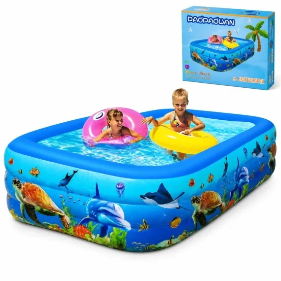 Piscină gonflabilă familială rectangulară 180 x 125 x 54 cm – model oceanic pentru copii și adulți [6]