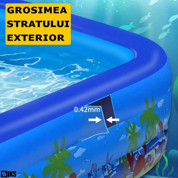 Piscină gonflabilă familială rectangulară 180 x 125 x 54 cm – model oceanic pentru copii și adulți [4]