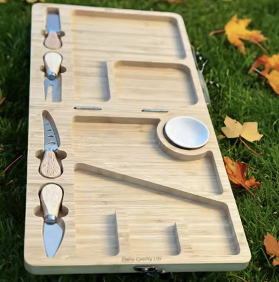 Platou Premium din Bambus pentru Branzeturi – Set cu 4 Ustensile din Inox, Ideal pentru Petreceri si Cadouri [6]