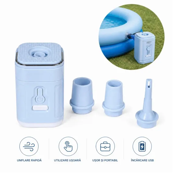 Pompa Electrica Portabilă 7.5x5cm, cu 3 Duze, pentru Umflare și Dezumflare rapida [4]
