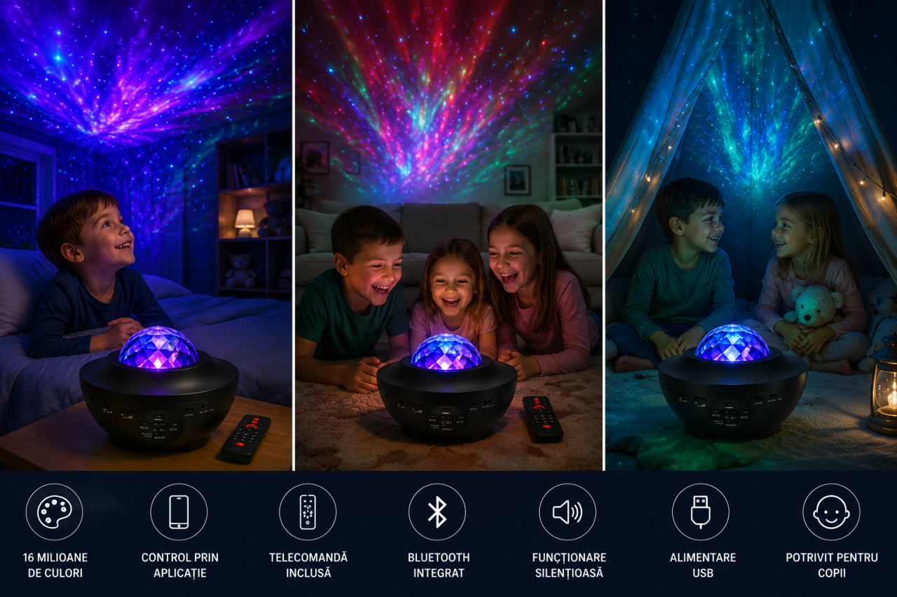 Proiector Galaxy Smart cu Bluetooth și Control din Aplicație – Lampă LED cu Efect Aurora și Telecomandă [3]