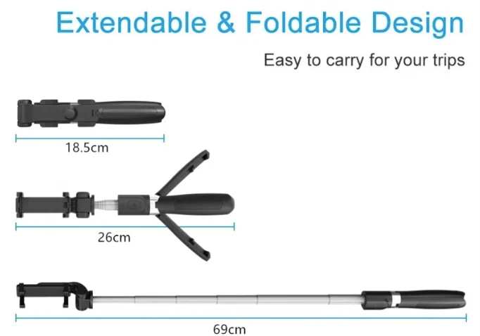 Selfie Stick cu Trepied și Telecomandă Bluetooth – Suport Telefon Reglabil și Rotire 225° [5]