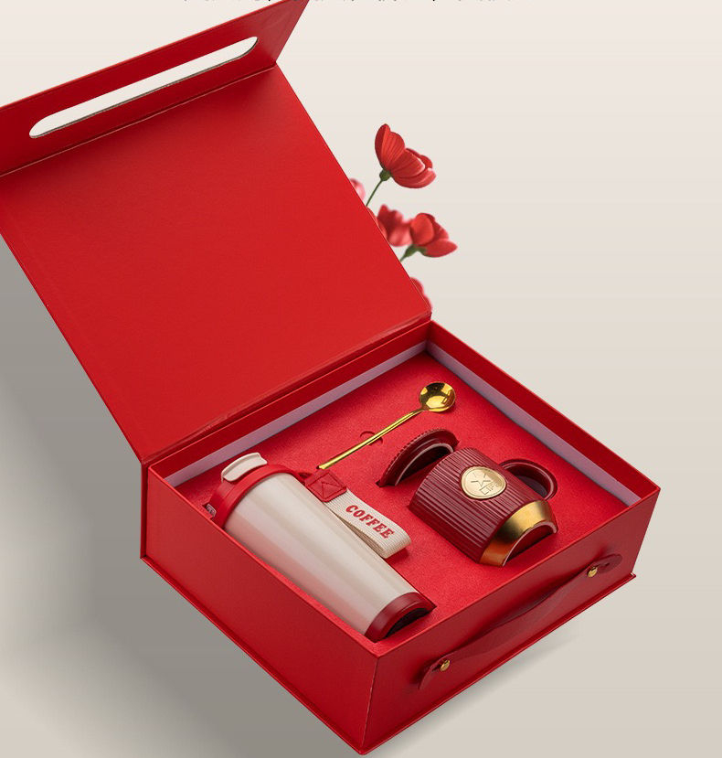 Set Cadou Cafea, 500ml, termos minimalist, cană ceramică striată, multicolor [2]