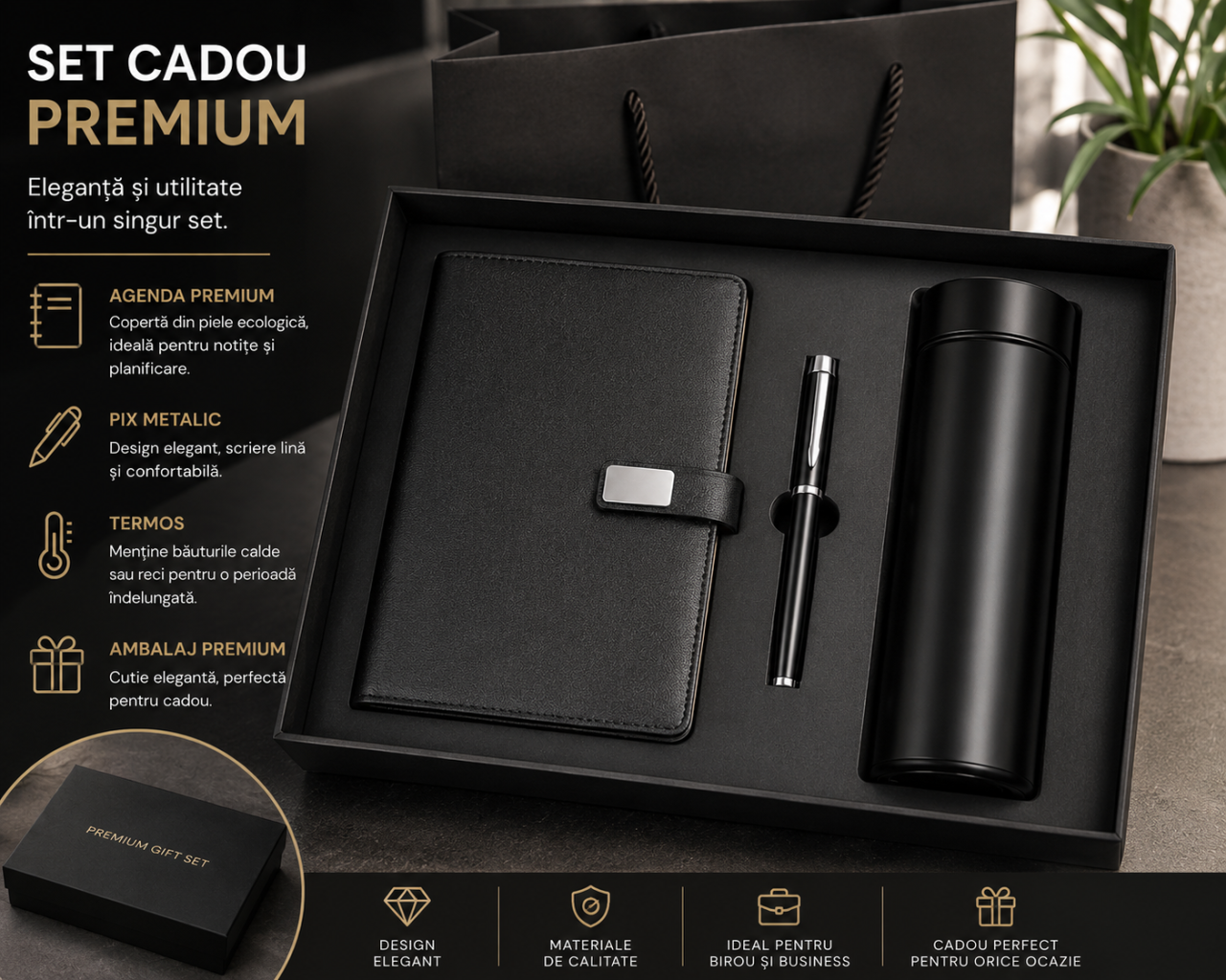 Set Cadou Premium Business – Agenda, Pix și Termos Elegant în Cutie de Lux [3]