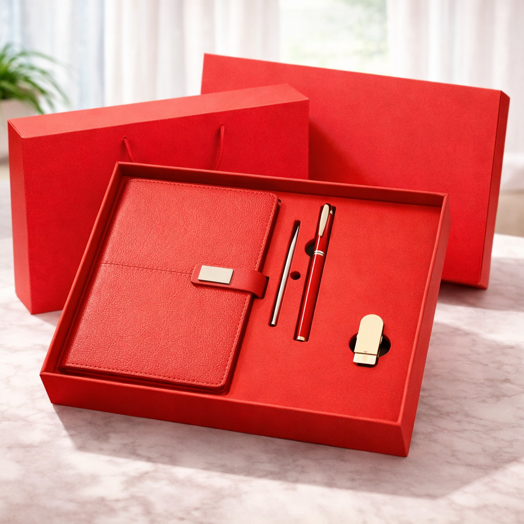 Set de birou elegant cu agenda din piele ecologica, pix metalic si stick USB – alegerea perfecta pentru cadouri business rafinate [5]