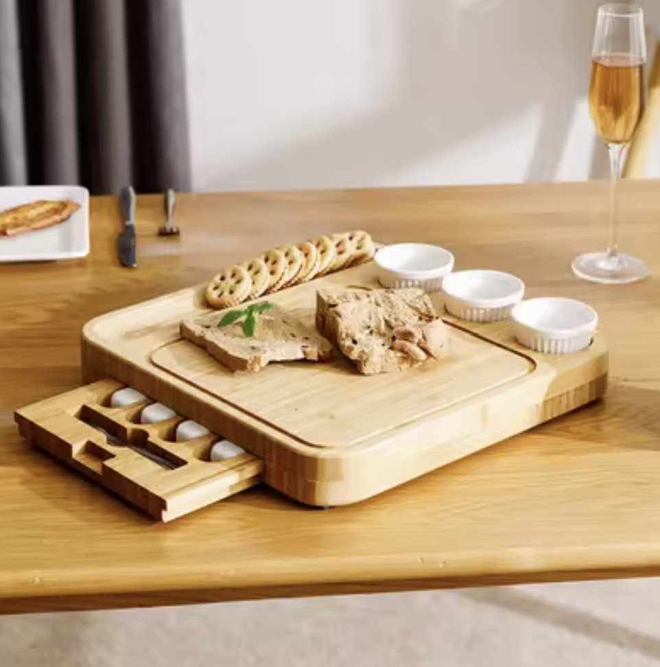 Set Deluxe de Servire din Bambus cu Sertar – Eleganta si Functionalitate pentru Aperitive [3]