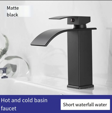 Baterie Chiuveta Baie, Tip Cascada, Monocomanda, din Otel Inoxidabil, Rezistenta la Rugina si Coroziune, Usor de Instalata, Culoare Neagra Eleganta, Puternica si Durabila [5]