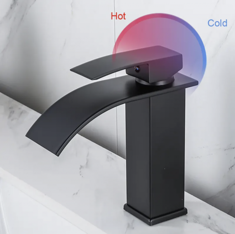 Baterie Chiuveta Baie, Tip Cascada, Monocomanda, din Otel Inoxidabil, Rezistenta la Rugina si Coroziune, Usor de Instalata, Culoare Neagra Eleganta, Puternica si Durabila [4]