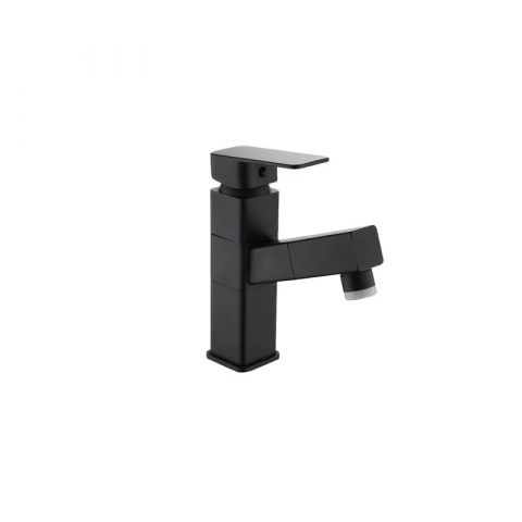 Baterie Chiuveta Pivotanta, Neagra, Furtun Extensibil, 180° Rotire, Trei Moduri de Iesire a Apei [3]