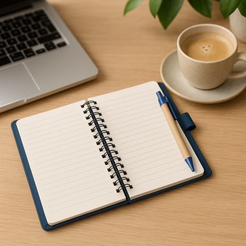 Caiet cu Spirală și Pix Eco – Design Elegant, Copertă Albastră, File Liniate [4]