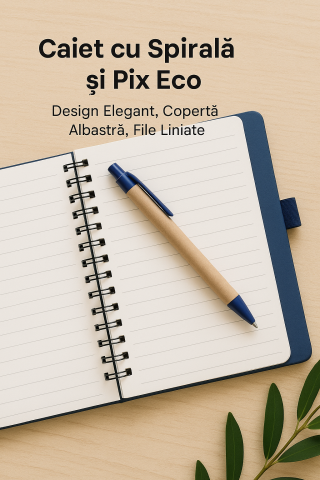 Caiet cu Spirala si Pix Eco – Design Elegant, File Liniate [2]