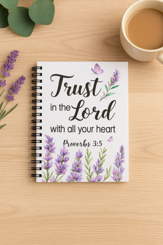 Caiete - Caiet Spirala “Trust in the Lord” – Design Floral, Coperta cu Inspiratie Biblica