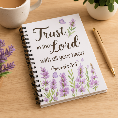 Caiet Spirala “Trust in the Lord” – Design Floral, Coperta cu Inspiratie Biblica [1]