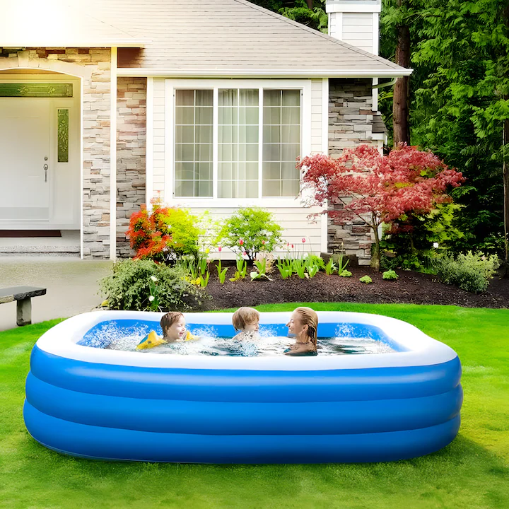 Produse de vara - Piscină gonflabilă familială 305 x 172 x 54 cm – rectangulară, cu 3 inele, pentru copii și adulți