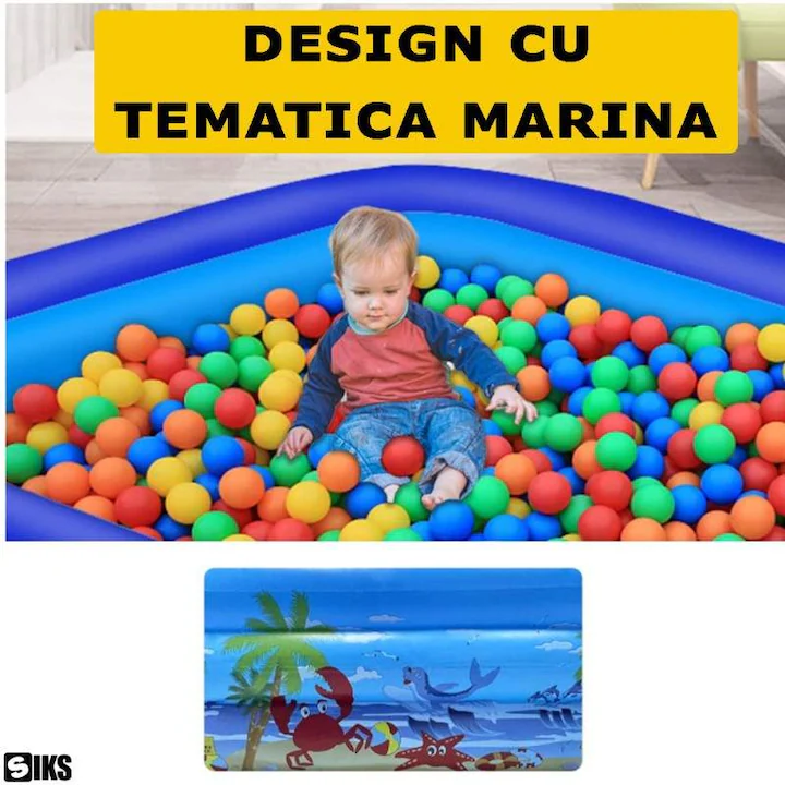 Produse de vara - Piscină gonflabilă familială rectangulară 180 x 125 x 54 cm – model oceanic pentru copii și adulți