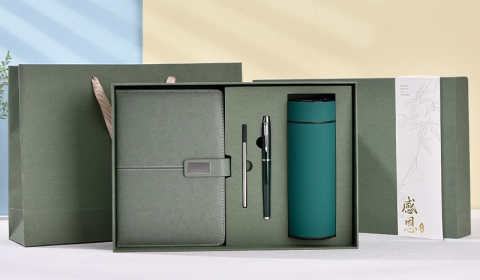 Cadouri inspirate - Set Cadou Premium pentru Birou – Agenda, Pix si Termos Elegant Verde