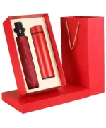 Cadouri inspirate - Set Cadou Premium – Termos din Oțel Inoxidabil și Umbrela pliabila, Roșu Metalizat, în Cutie Elegantă