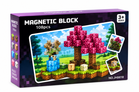 Pentru copii - Set Magnetic Block cu 108 cuburi magnetice pentru copii